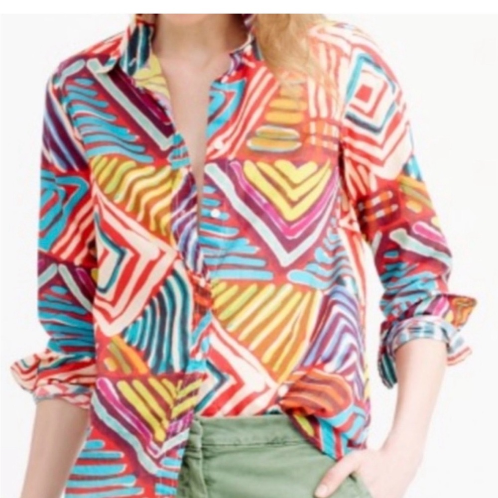 EUC J.Crew Boy Shirt in Geo Brushstroke Shirt - size 6